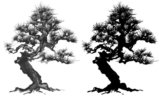 中国风水墨松树