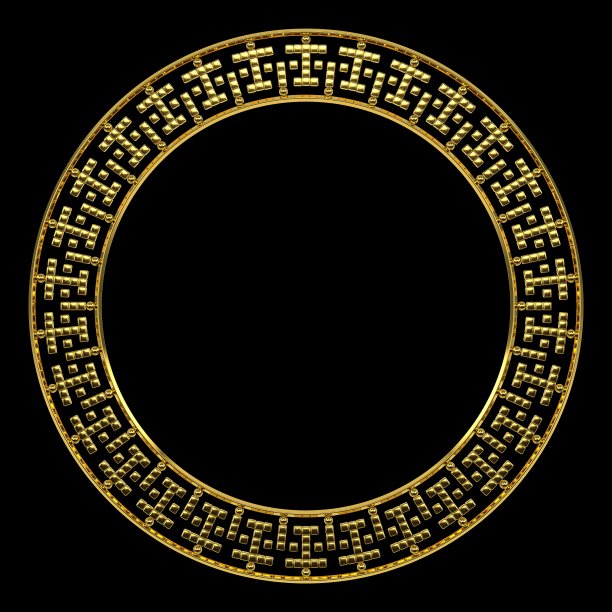 金色古典圆框元素
