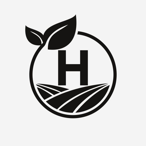 h字母叶子健康环保标志logo