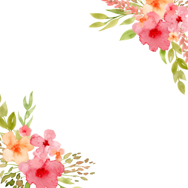 彩绘粉色玫瑰花框架设计