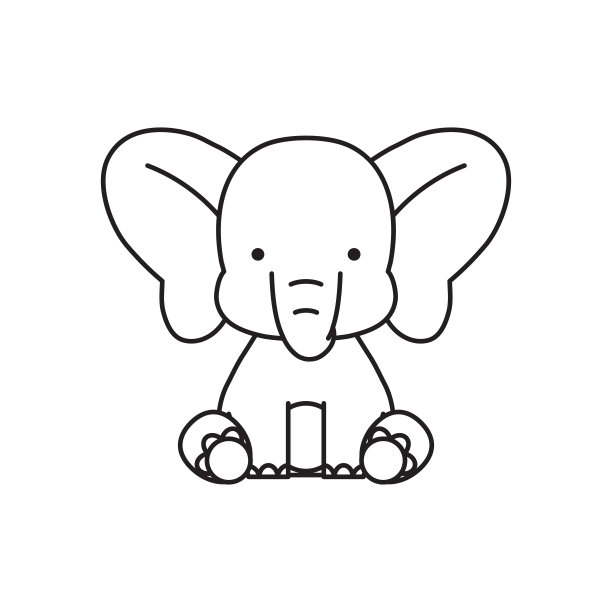坐着的大象卡通元素