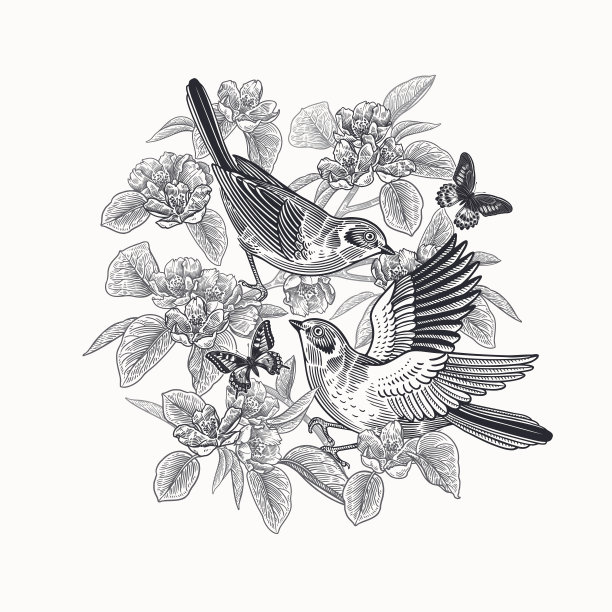中式花鸟框画