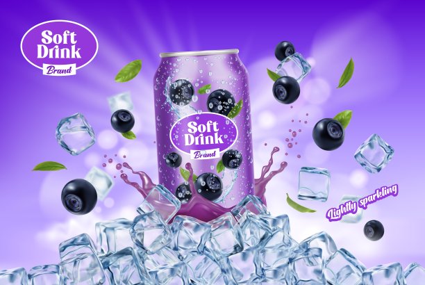 蓝莓易拉罐饮料箱