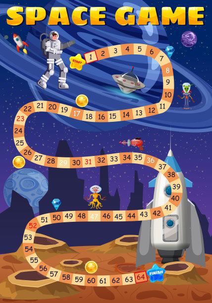卡通宇航员太空星球数字游戏背景