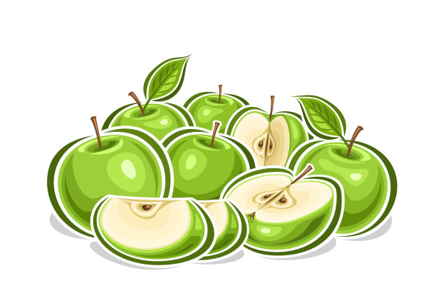 卡通绿苹果