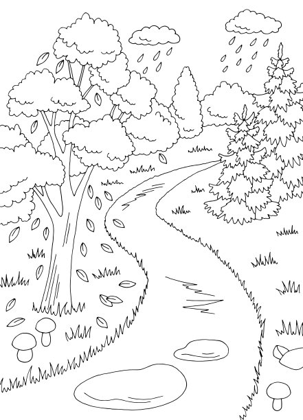 卡通蘑菇风景图
