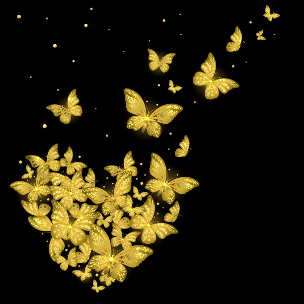 金色蝴蝶展翅背景