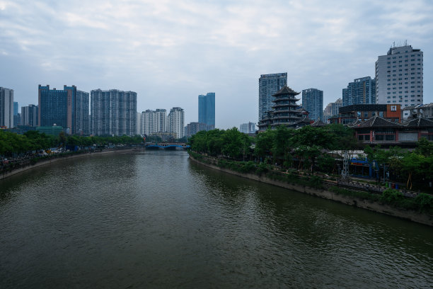 成都黄昏夕阳夜景