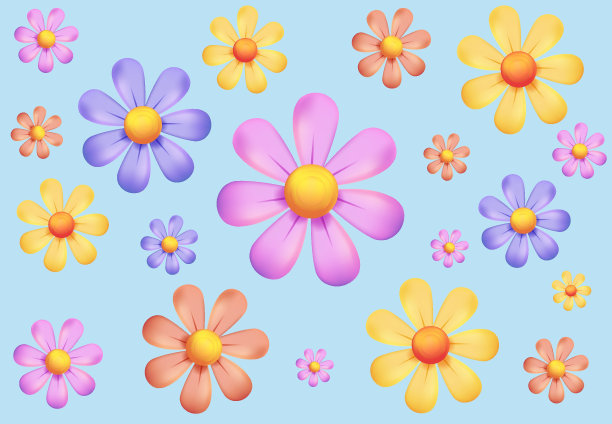 水彩渐变花卉装饰纹理图案