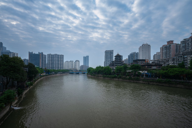 成都黄昏夕阳夜景