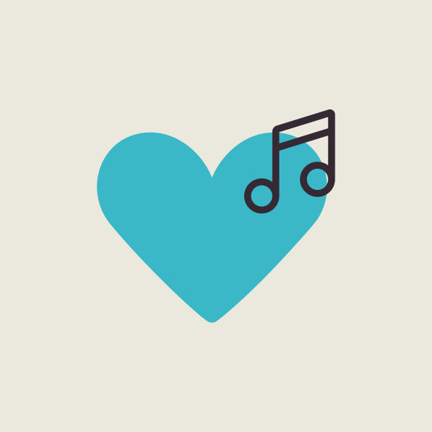 爱心音符logo音乐标志设计