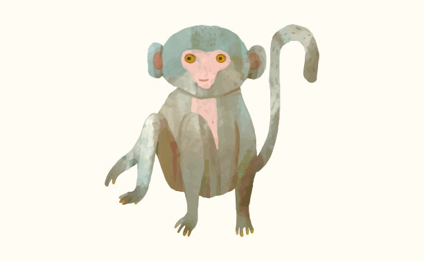 可爱卡通小猴子矢量素材插画