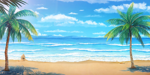 创意卡通夏天海边背景素材
