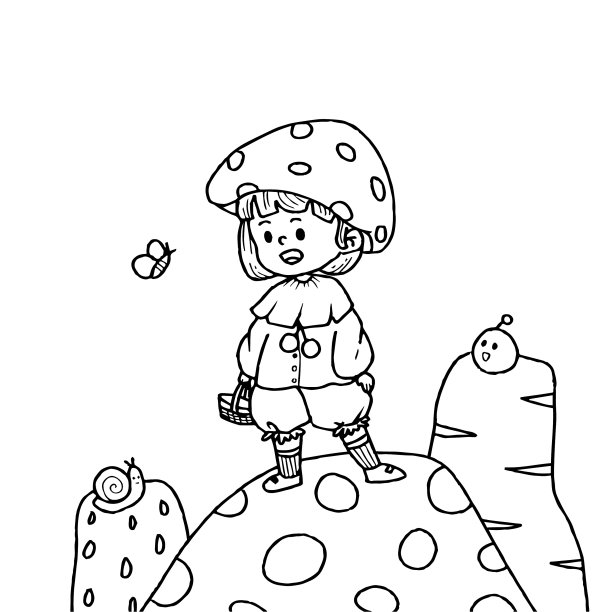 儿童风格蘑菇插图