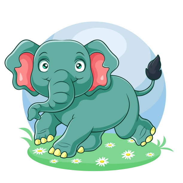 可爱跑步的大象