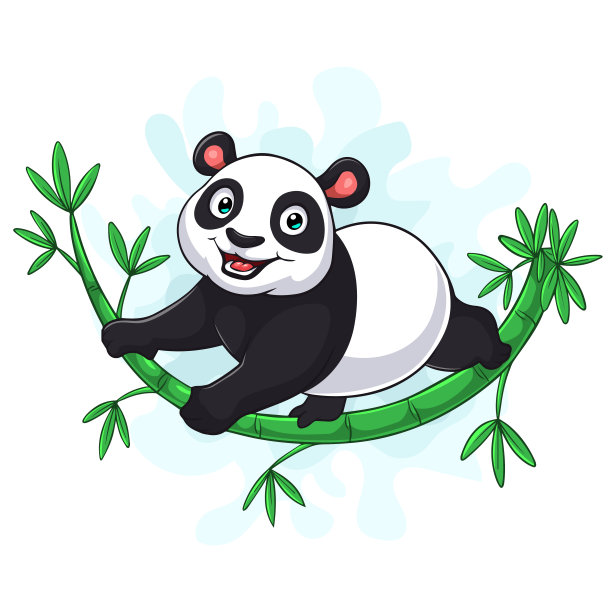 竹,熊猫,卡通