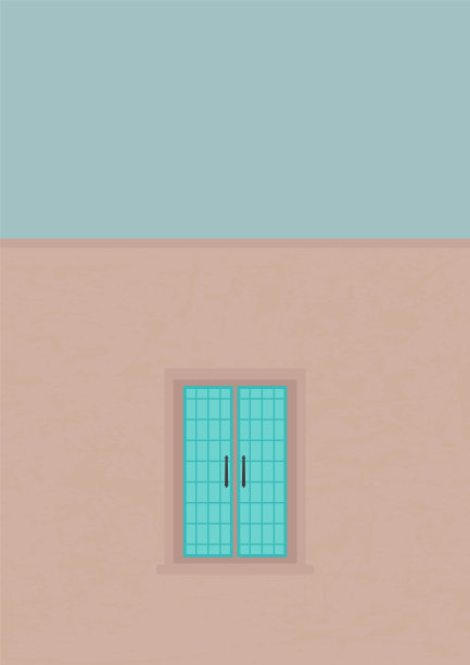 蓝色城市楼房建筑海报