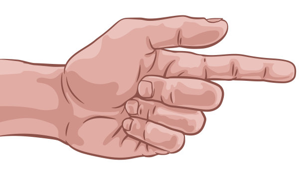 手势箭头方向指向卡通手指元素