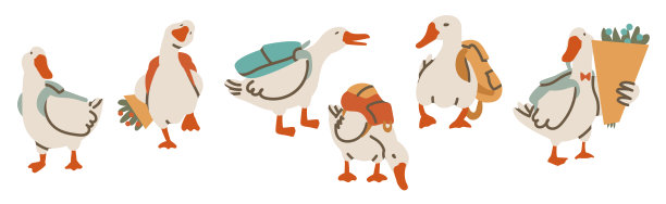 儿童和鹅的插图