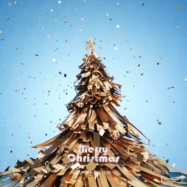 简约大气金色圣诞树圣诞节海报