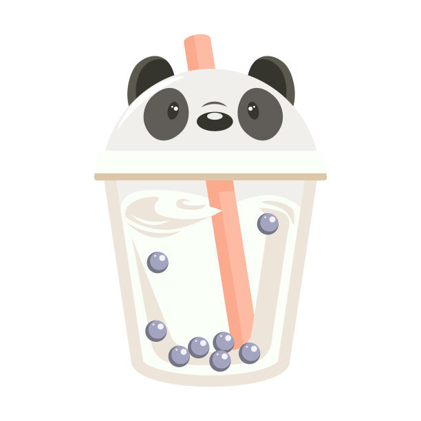动物喝饮料的熊猫矢量图