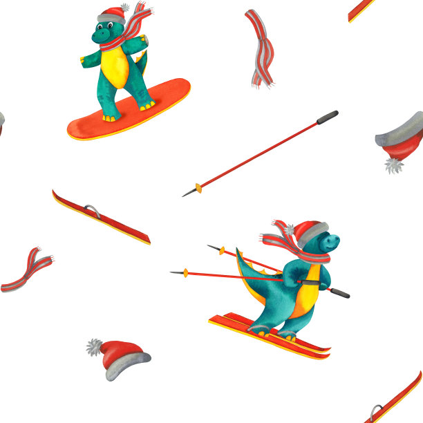 滑雪插画海报