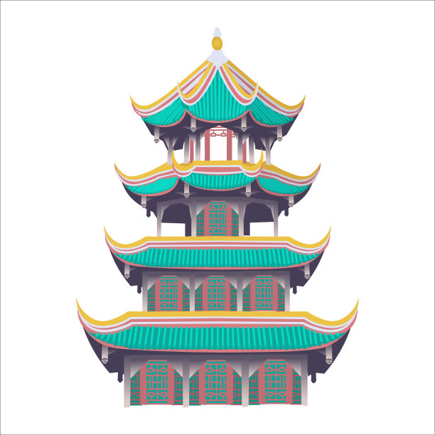 中国古风屋檐城市插画