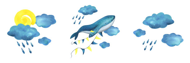 鲸鱼天空梦幻蓝色海报素材
