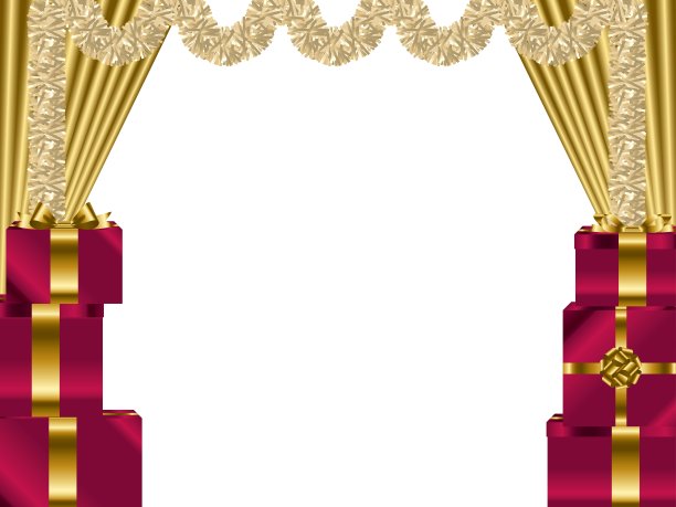 金色礼盒大红舞台背景