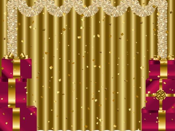 金色礼盒大红舞台背景