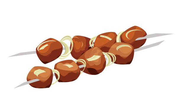 烧烤撸串美食插画图片