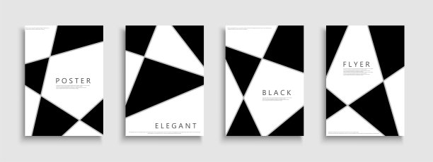 黑白几何画册传单模板矢量素材