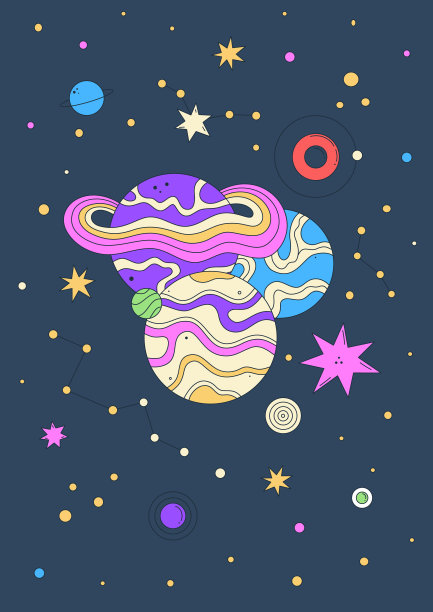 星空宇宙插画卡通背景海报素材