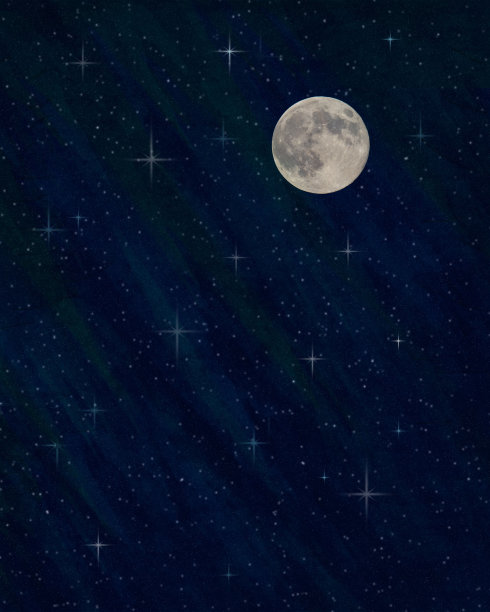深蓝夜空月亮星星