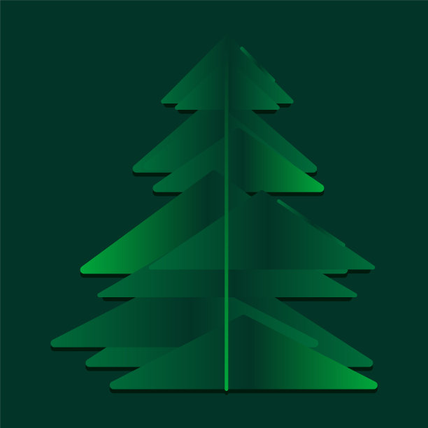 圣诞树剪纸元素海报