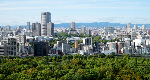 航拍日本大阪城全景