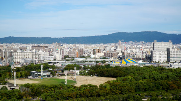 航拍日本大阪城全景