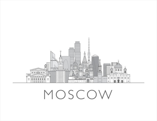 莫斯科标志建筑线描