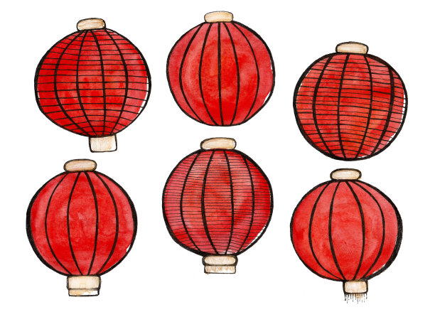 传统元素新年红灯笼组合
