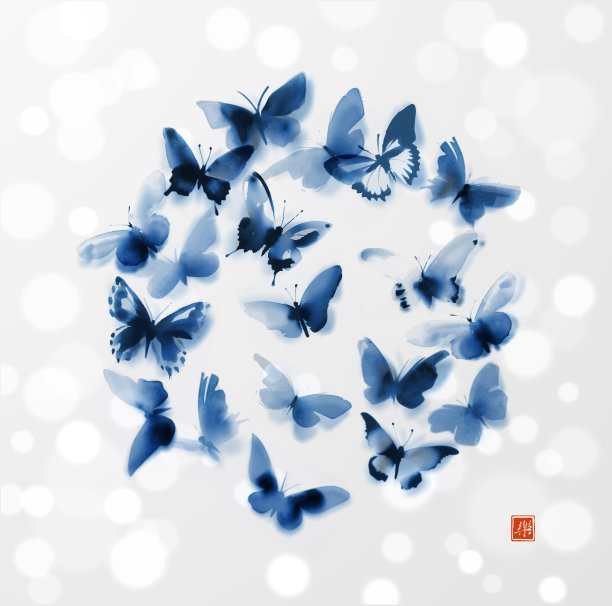 中国风水墨蝴蝶图案设计