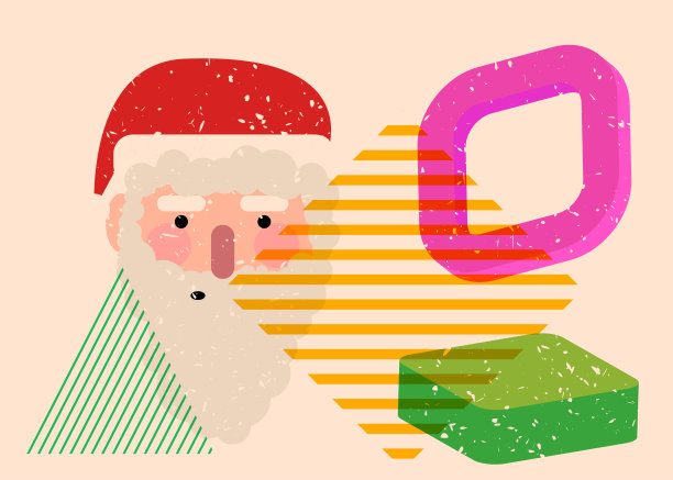 圣诞老人与装饰概念,卡通插图素材