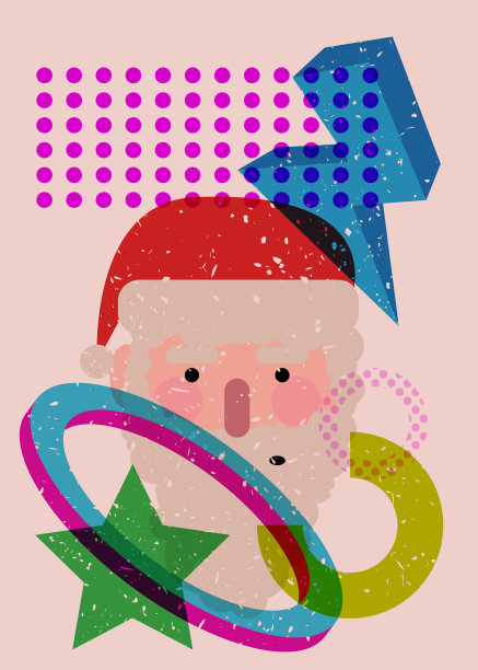 圣诞老人与装饰概念,卡通插图素材