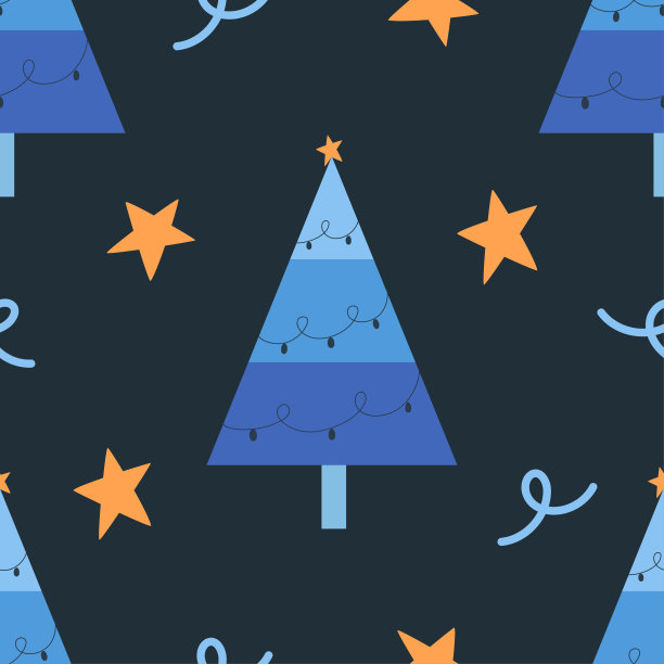 蓝色圣诞树圣诞节元素海报