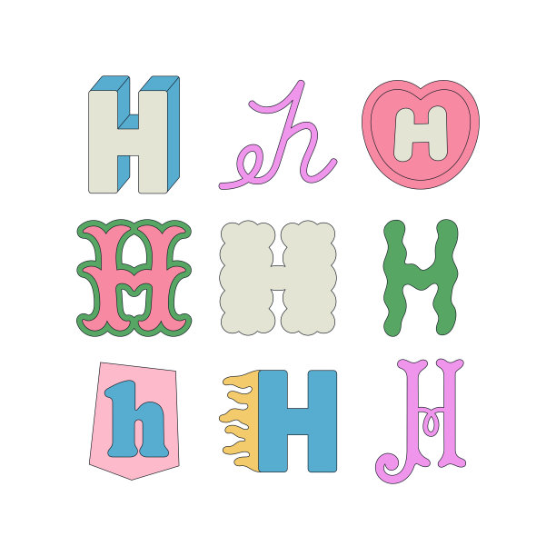 英文h字母,标志logo设计