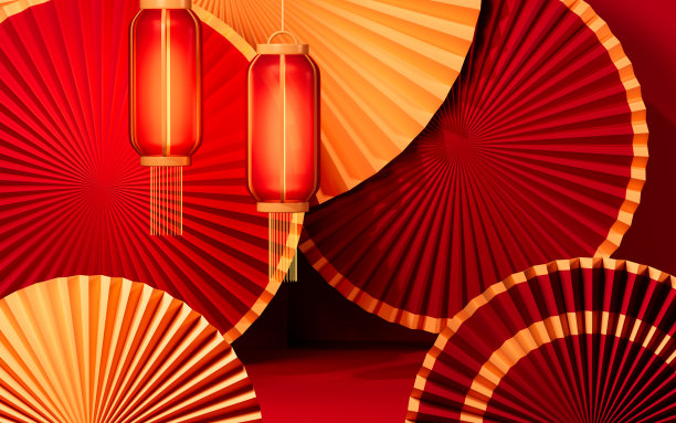 中式纹理红色灯笼喜庆