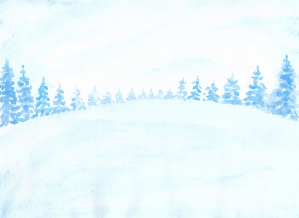 雪山森林插画