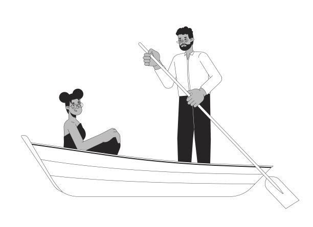 划船约会的男女