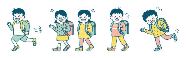 排队走路的小学生