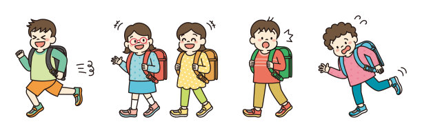 排队走路的小学生