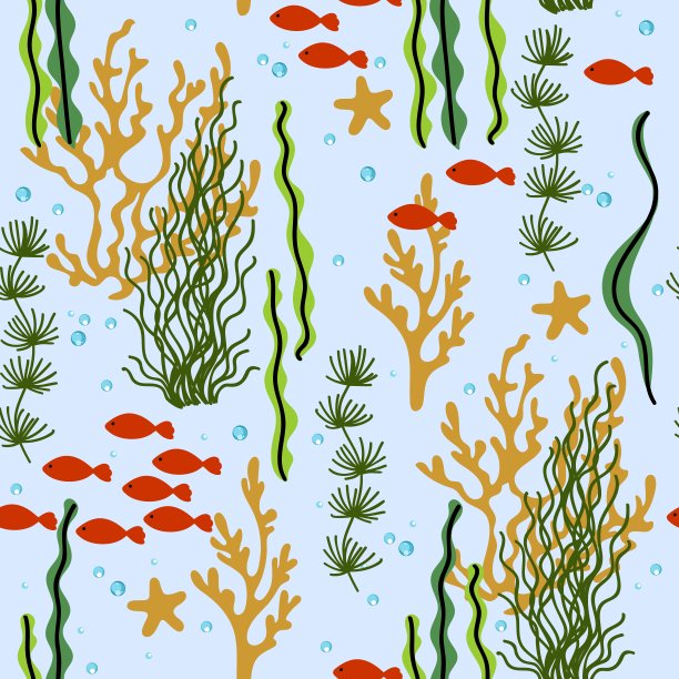 海底海藻印花